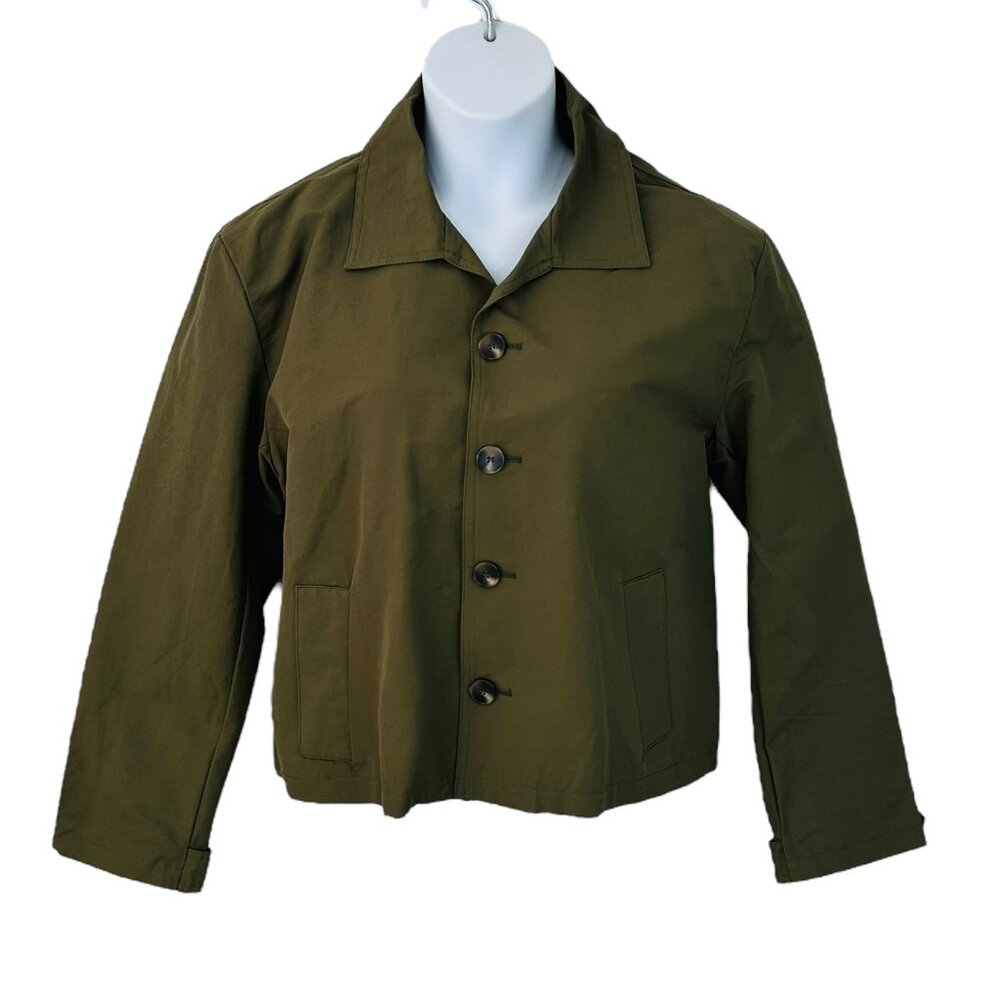 Steve Madden Olive Green Cropped Button Front Jacket
